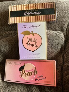 $144 3 TOO FACED PALETTES Born this Way, Sweet Peach (discontinued), White Peach